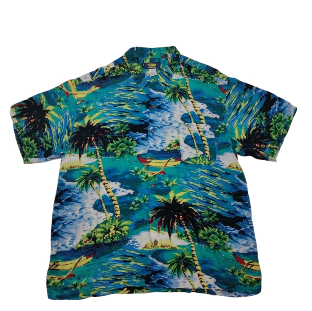 Utility Clothing Vtg Hawaiian Shirt Man's Size XL Floral Tropical Fresh Colorful
